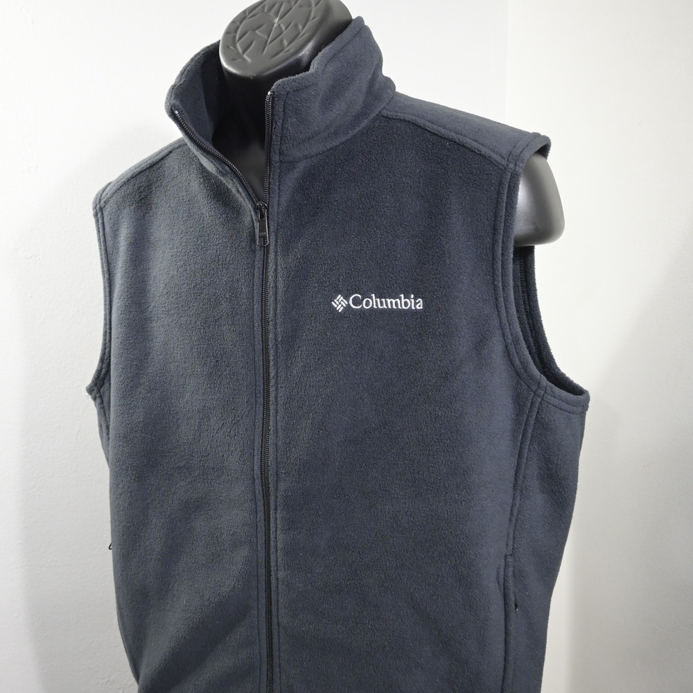 Columbia Fleece Vest Mens M Black Full Zip Steens Mountain Soft Warm Outdoor